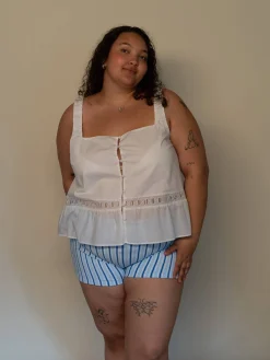 Airy Poplin Buttoned Top White