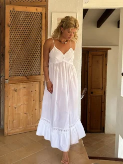 Airy Poplin Midi Dress White