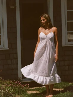 Airy Poplin Midi Dress White
