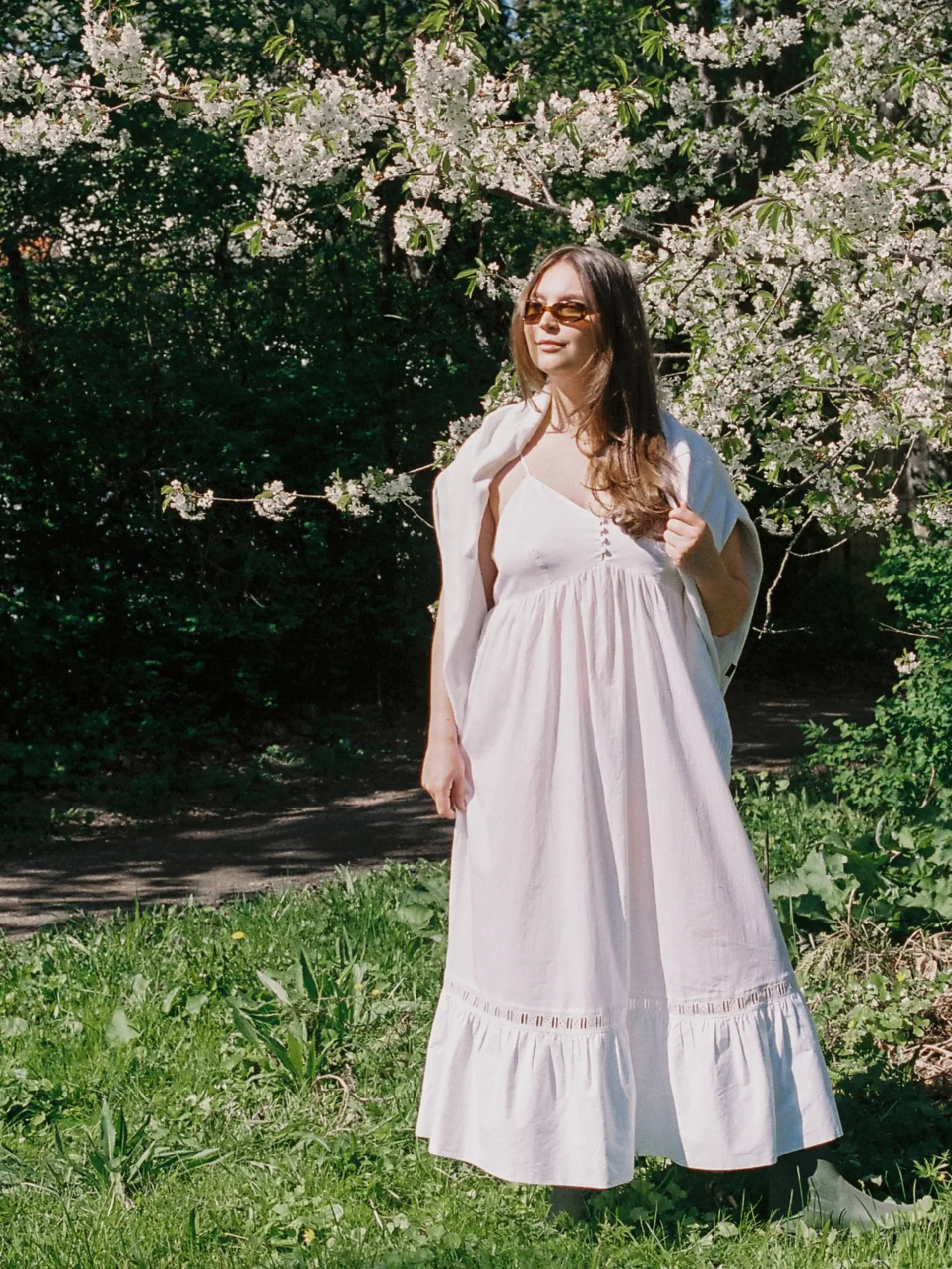 Airy Poplin Midi Dress White