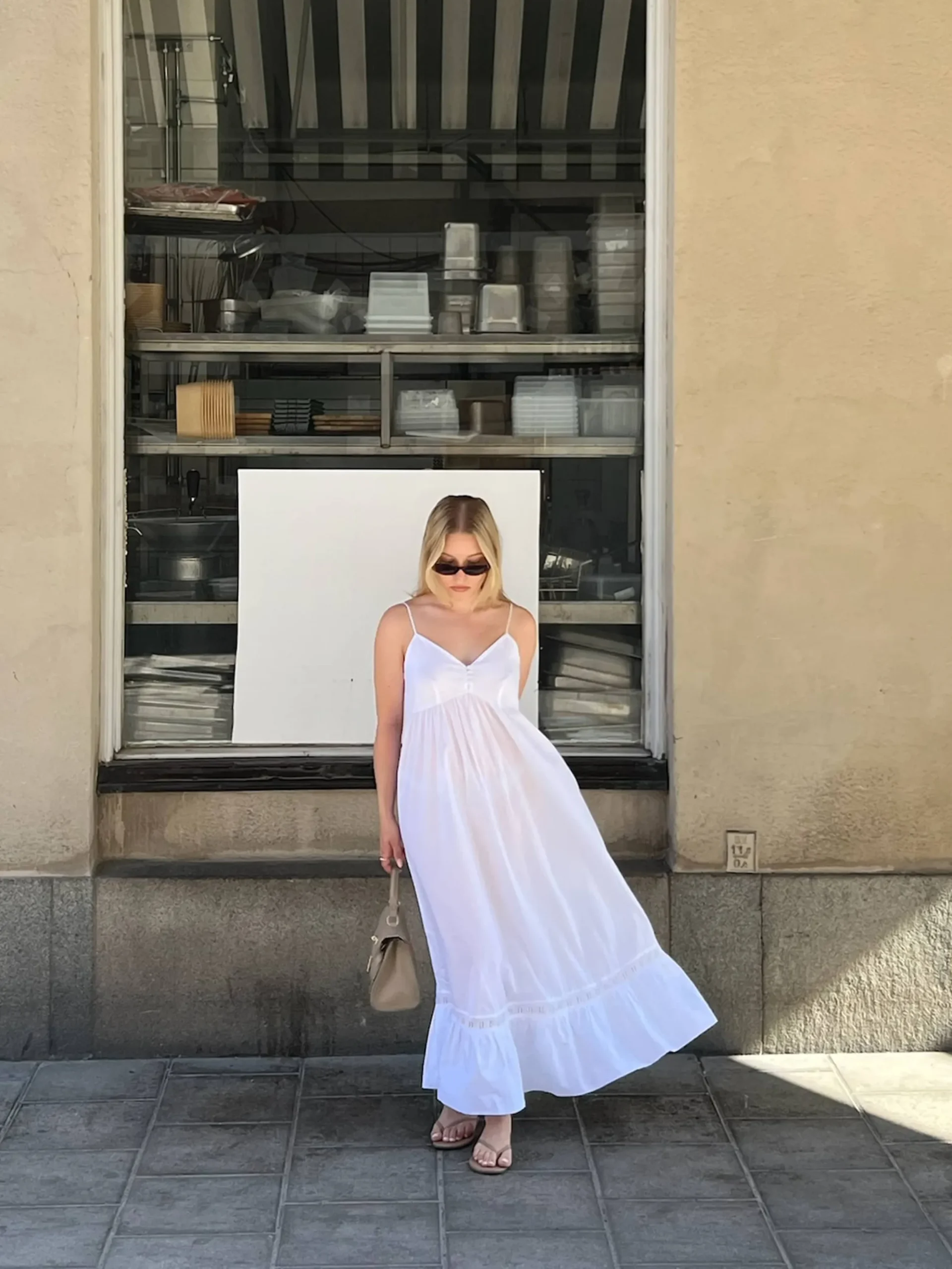 Airy Poplin Midi Dress White