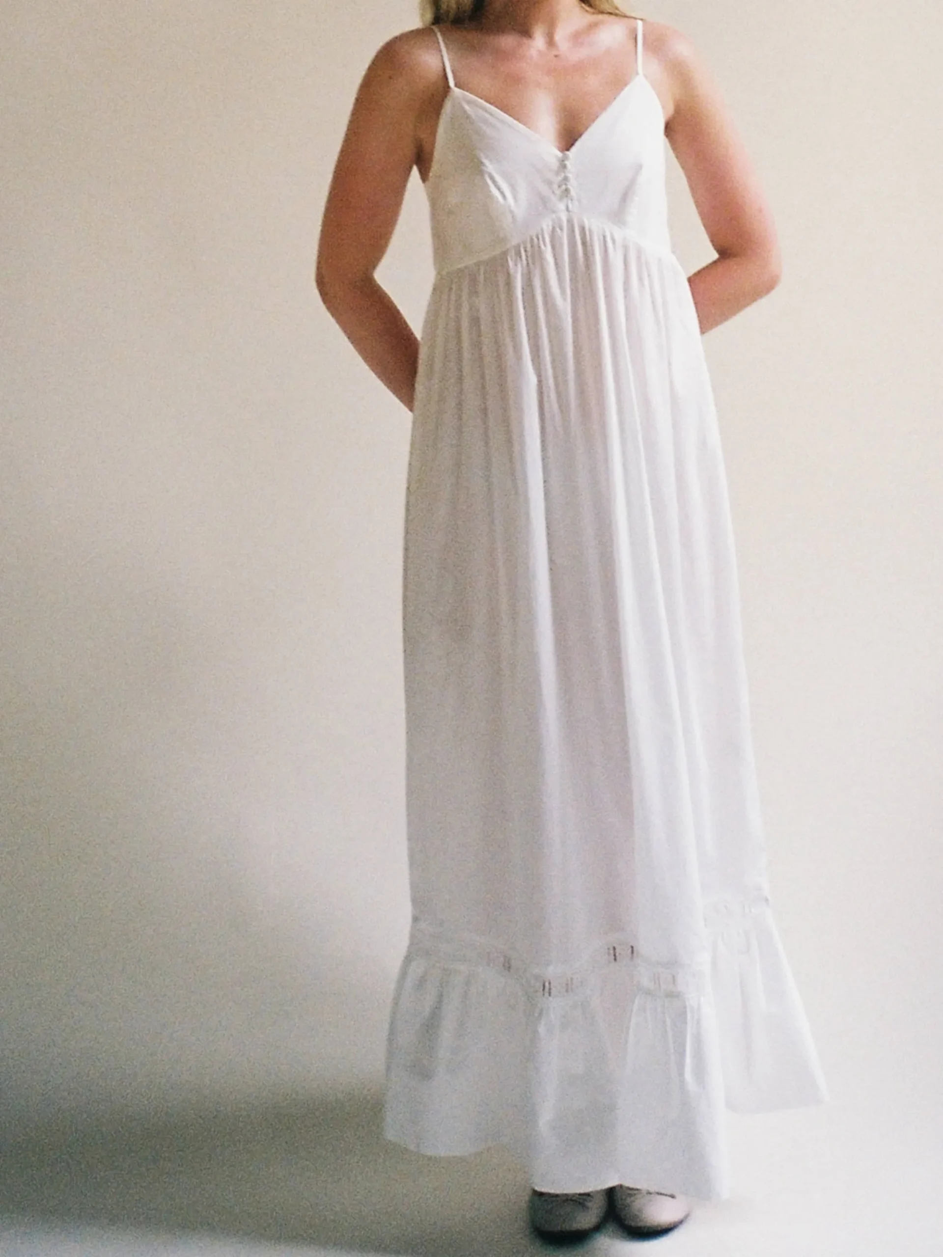 Airy Poplin Midi Dress White