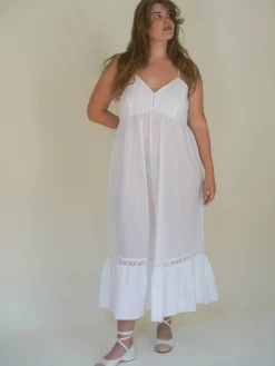 Airy Poplin Midi Dress White