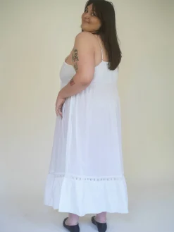 Airy Poplin Midi Dress White