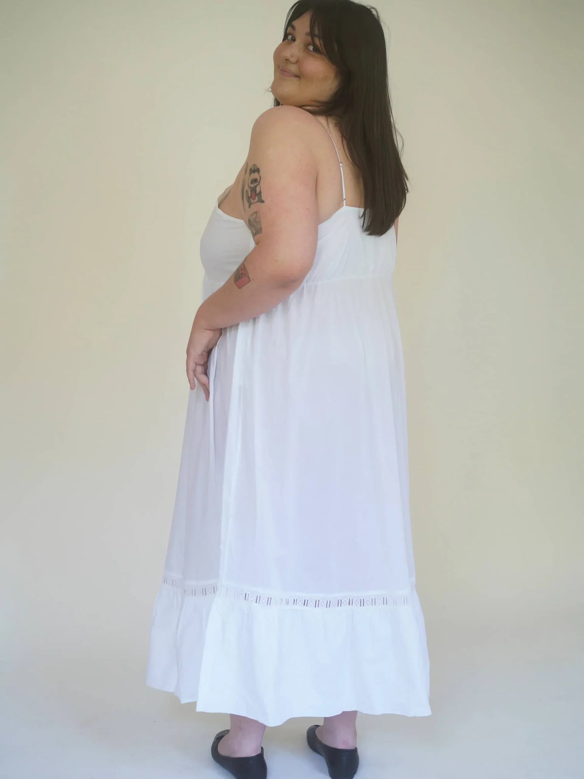 Airy Poplin Midi Dress White