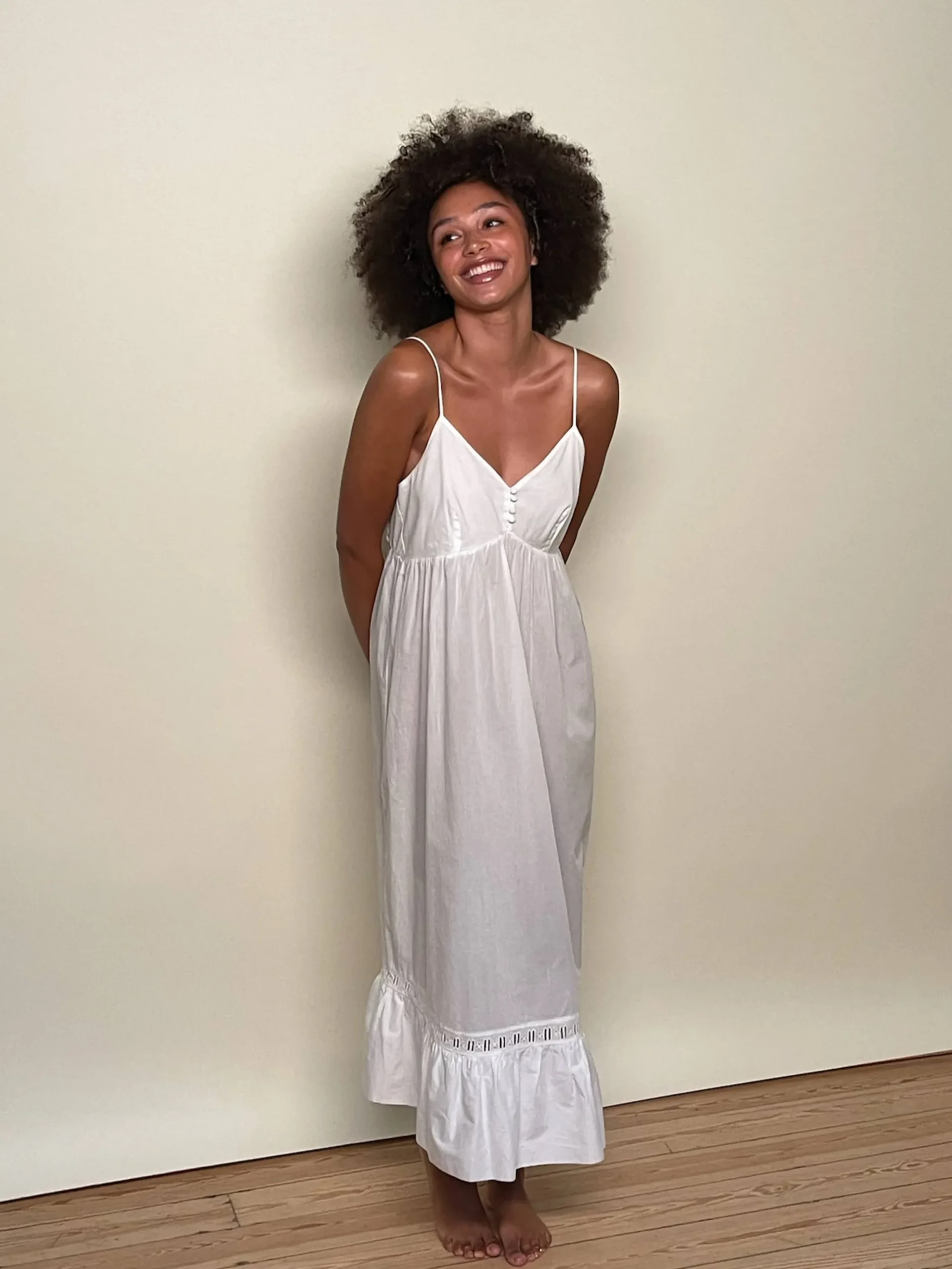 Airy Poplin Midi Dress White