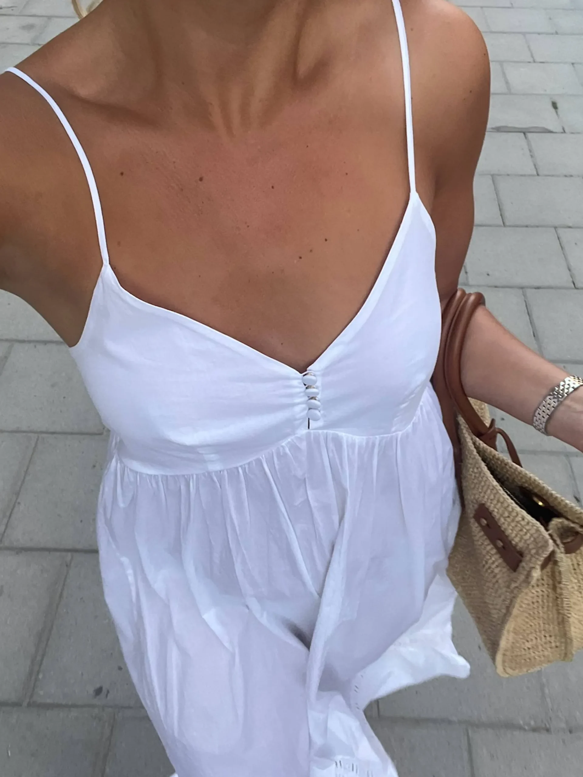 Airy Poplin Midi Dress White