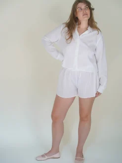 Airy Poplin Mini Shorts White