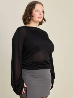 Bateau Long Sleeve Top Black