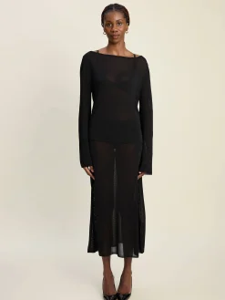 Bateau Long Sleeve Top Black