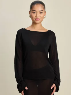 Bateau Long Sleeve Top Black