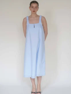 Breezy Embroidered Dress Blue