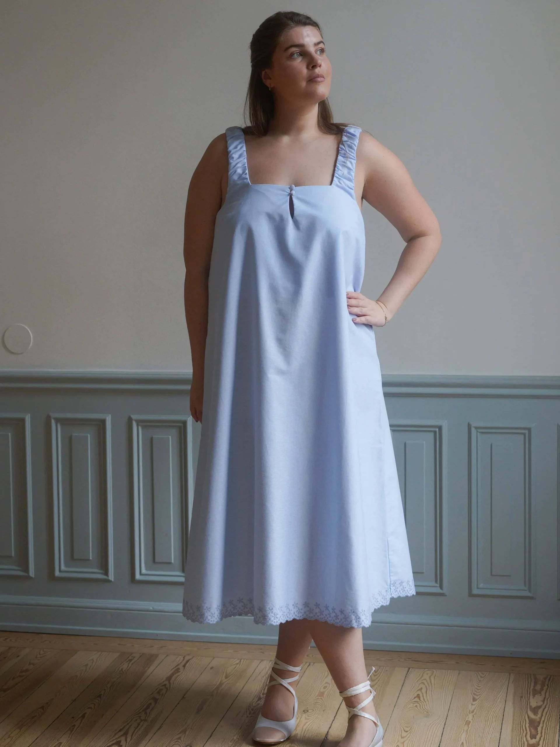 Breezy Embroidered Dress Blue