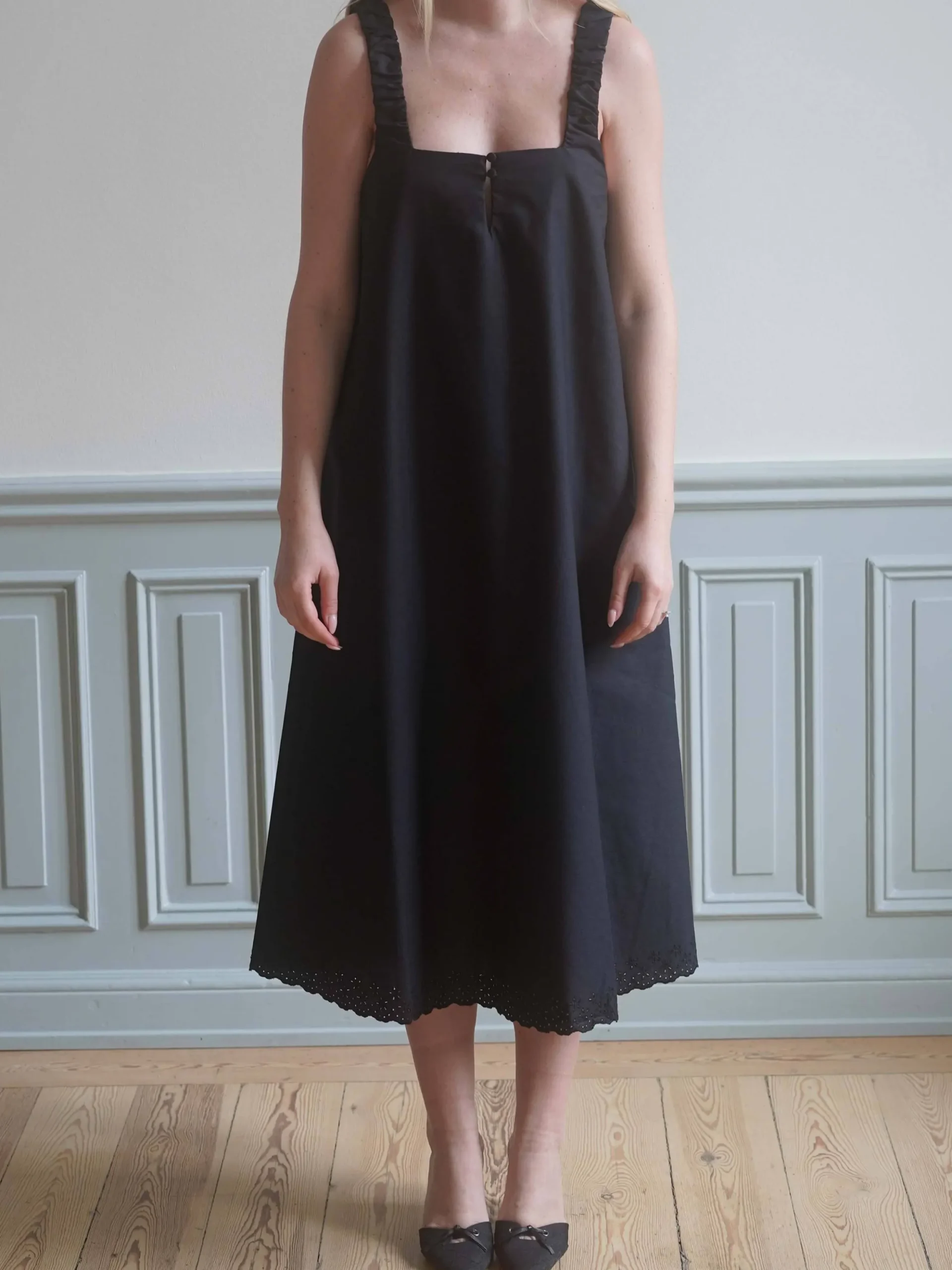 Breezy Embroidered Dress Black