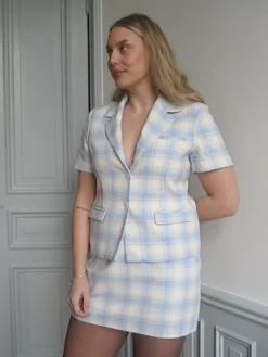 Brunch Mini Skirt Blue Plaid
