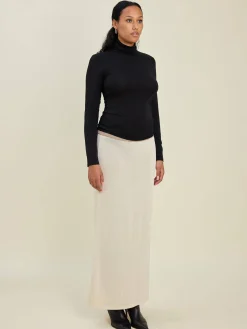 Contrast Midi Skirt Ivory