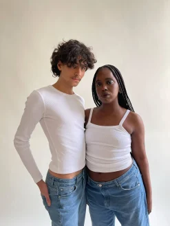 Daily Long Sleeve Top Ribbed White