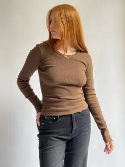 Daily Long Sleeve Top Ribbed Cocoa