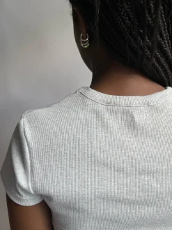 Daily T-Shirt Ribbed Grey Melange