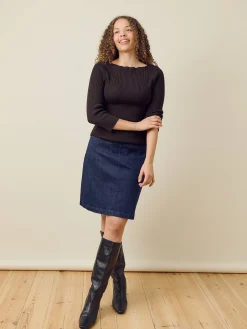 Denim A-line Skirt Midnight Blue