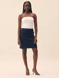 Denim A-line Skirt Midnight Blue