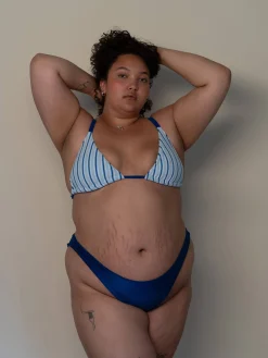 Dove Satin Bikini Bottom Deep Blue