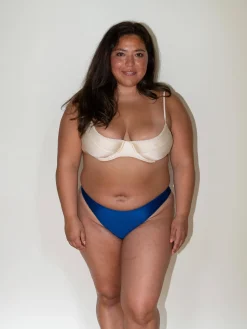 Dove Satin Bikini Bottom Deep Blue
