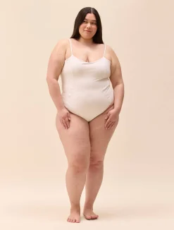 Embroidered Essential Swimsuit Cream