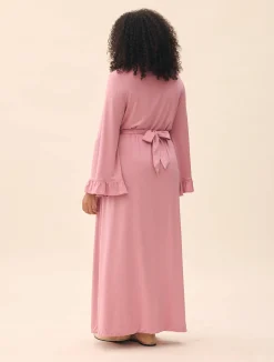 Go Slow Embroidered Robe Dusty Pink