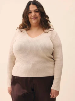 Knitted Long Sleeve Top Taupe