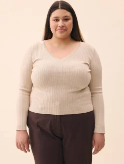 Knitted Long Sleeve Top Taupe