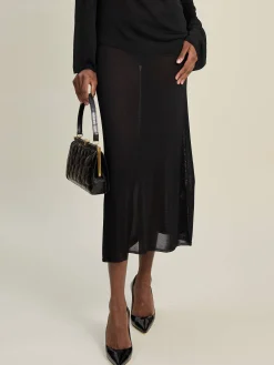 Knitted Midi Skirt Black
