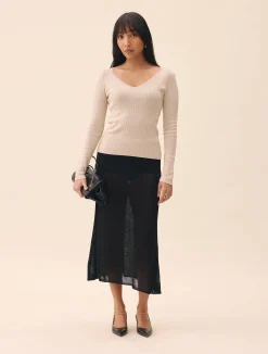 Knitted Midi Skirt Black