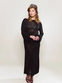 Knitted Midi Skirt Black