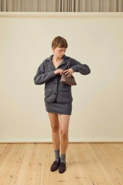 Knitted Wool Jacket Charcoal
