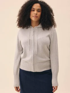 Knitted Zip Hoodie Light Grey