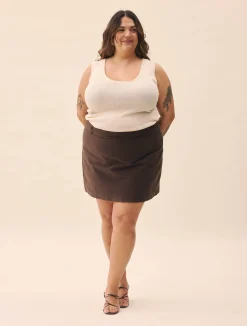 Moleskin Mini Skirt Brown