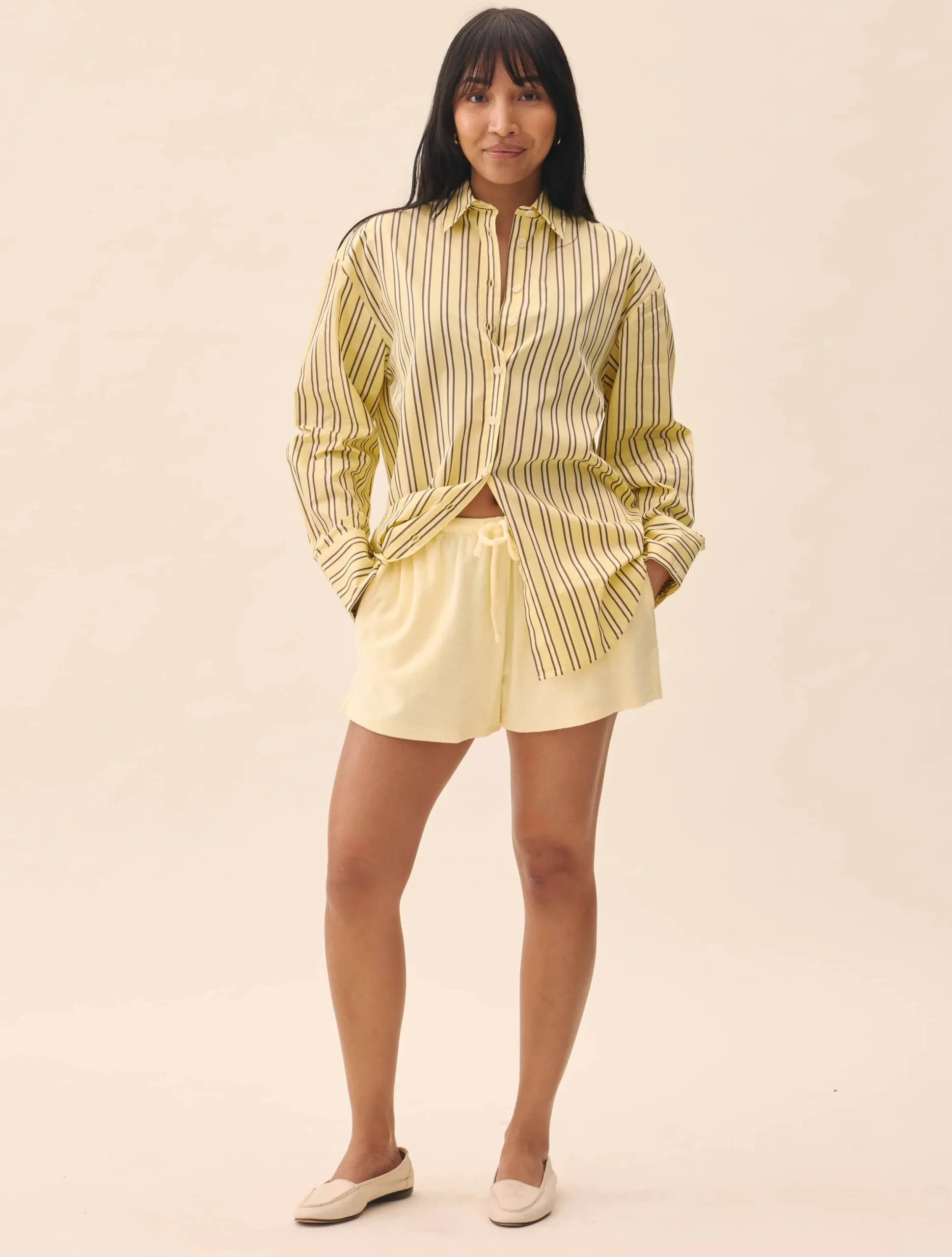 Poplin Classic Shirt Honey Stripe