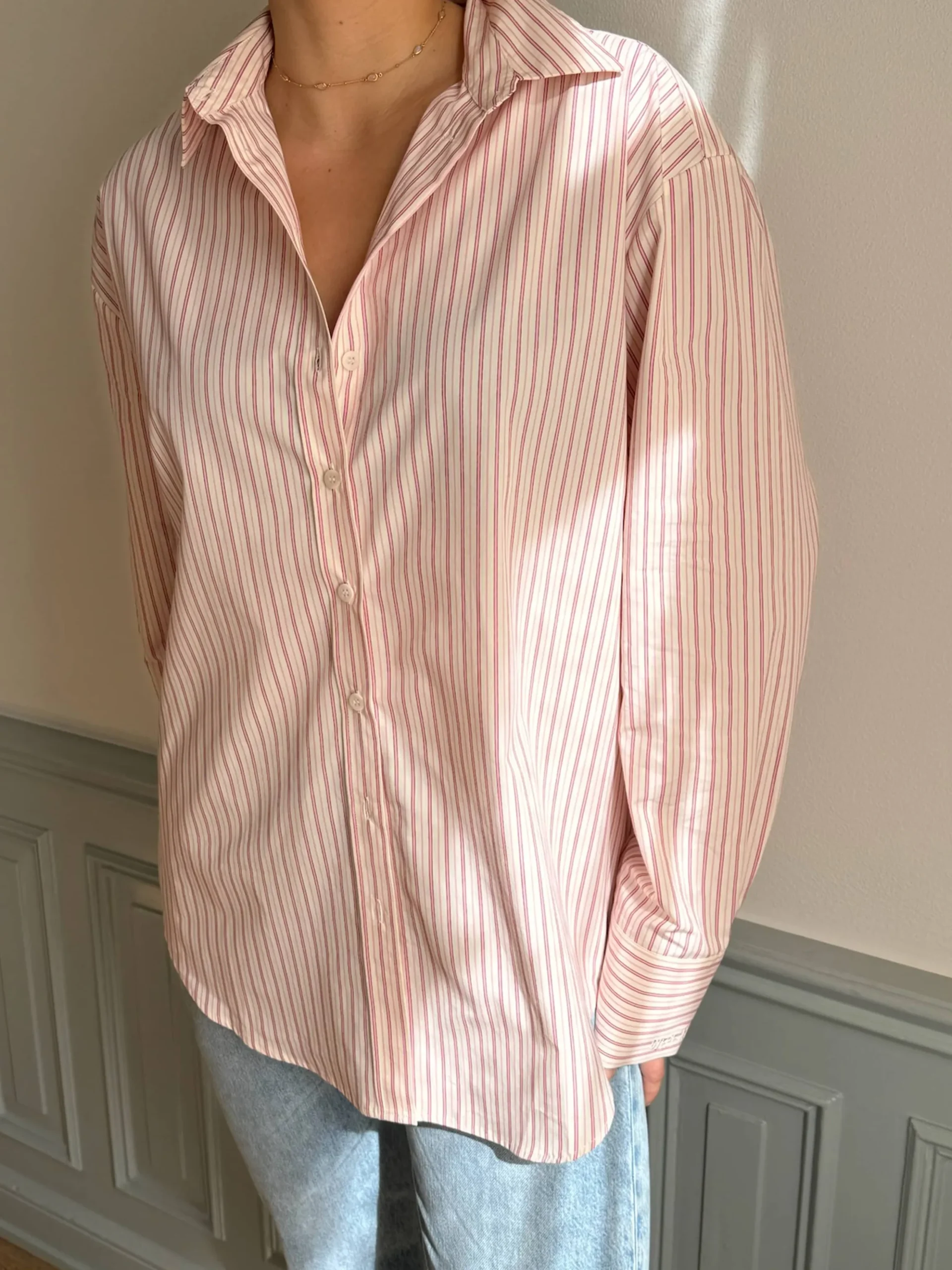 Poplin Classic Shirt Pink Stripe