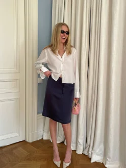 Satin A-lined Skirt Anthracite
