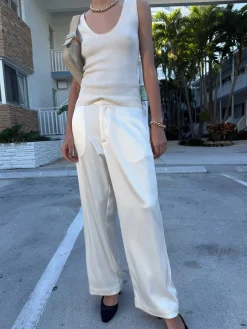 Satin Pants Ivory - Tall