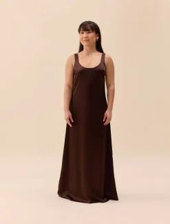 Satin Viscose Dress Dark Mocha