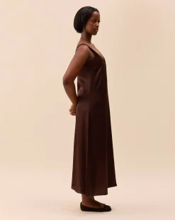 Satin Viscose Dress Dark Mocha