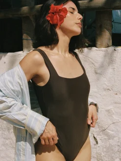 Square Neck Swimsuit Cocoa