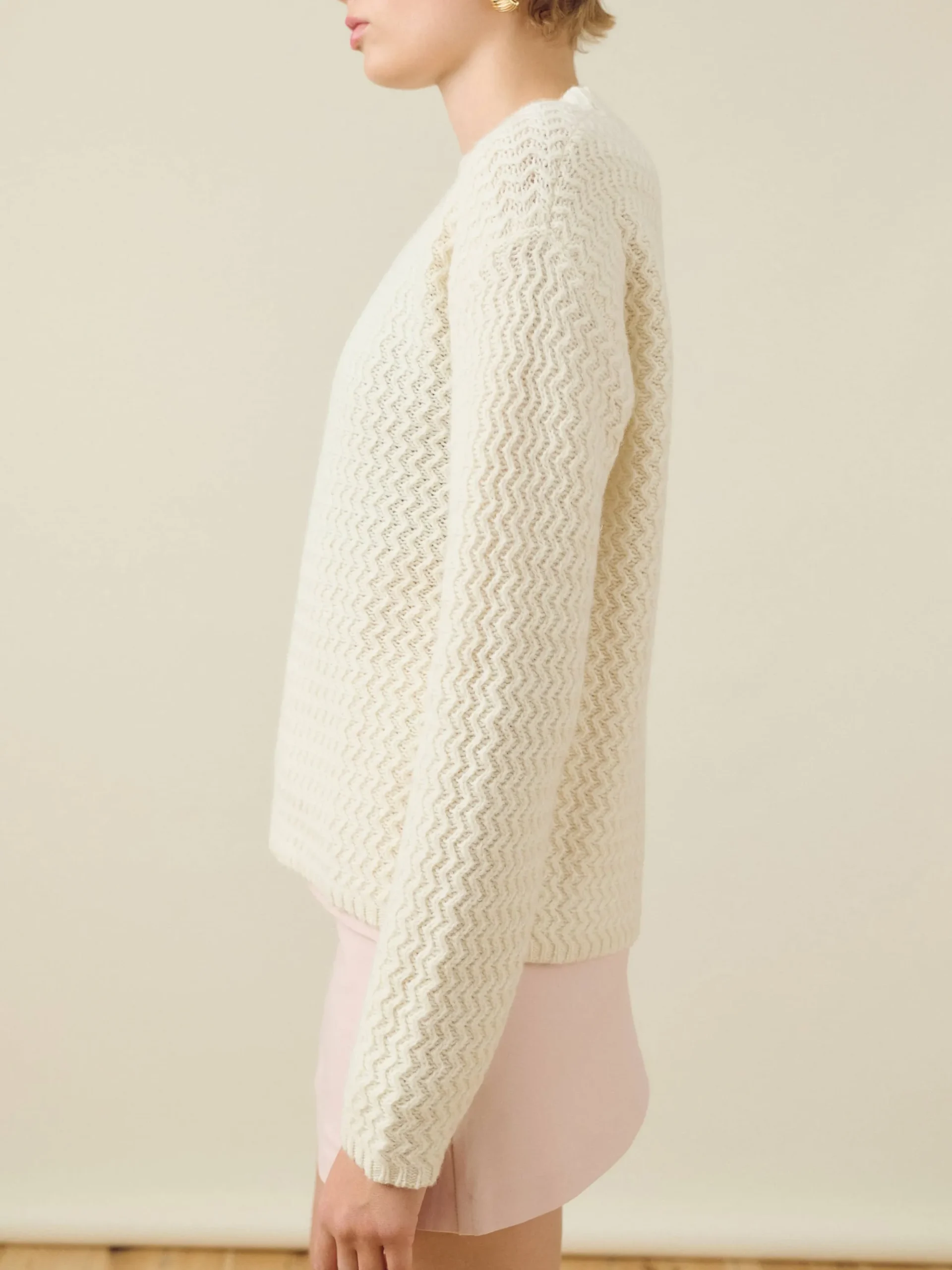 Structured Wool Sweater Cream