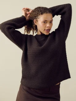 Structured Wool Sweater Dark Chocolate