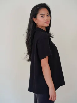 Textured Polo Top Black