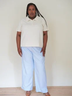 Textured Polo Top Cream