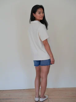 Textured Polo Top Cream