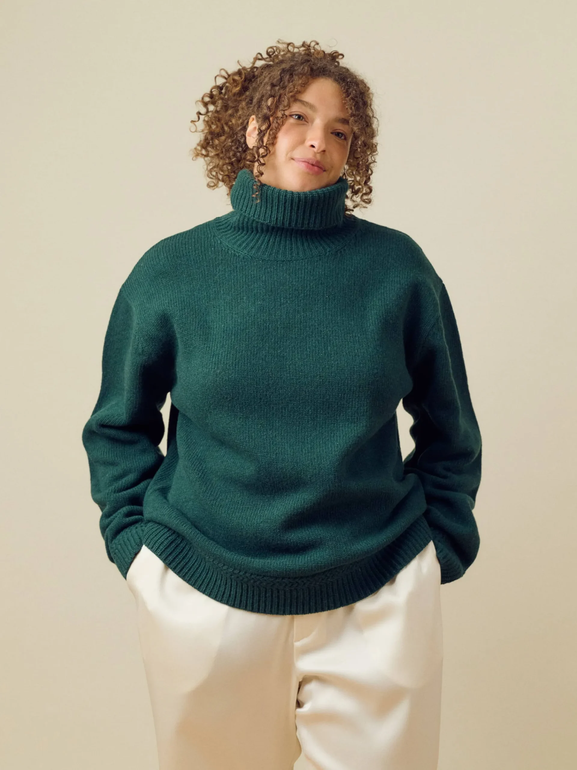 Turtleneck Wool Sweater Pine Green